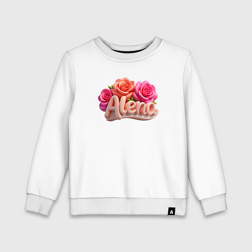 Детский свитшот Алена и розы объемные буквы / Белый – фото 1