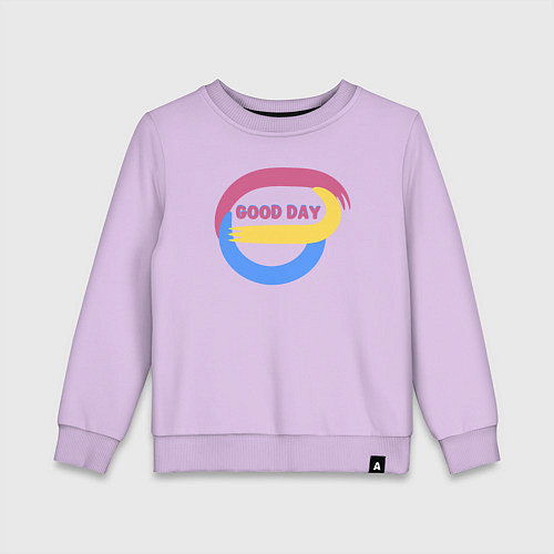 Детский свитшот Абстракция и надпись - good day / Лаванда – фото 1
