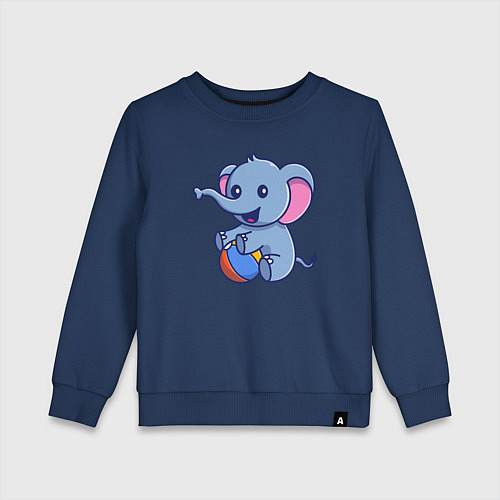Детский свитшот Слон играет в мяч / Тёмно-синий – фото 1