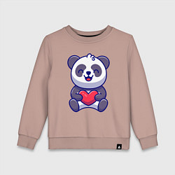 Свитшот хлопковый детский Весёлая панда с сердцем, цвет: пыльно-розовый
