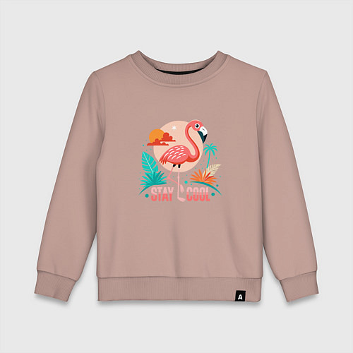 Детский свитшот Тропический фламинго / Пыльно-розовый – фото 1