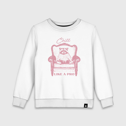 Детский свитшот Енот чилит как про / Белый – фото 1