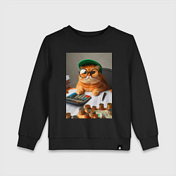 Свитшот хлопковый детский Рыжий кот - бухгалтер, цвет: черный