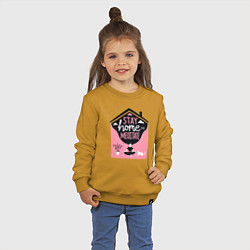 Свитшот хлопковый детский Оставайся дома и медитируй - йога, цвет: горчичный — фото 2