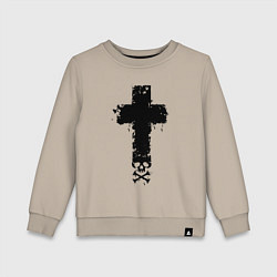 Свитшот хлопковый детский Стильный крест - с черепом, цвет: миндальный