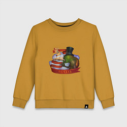 Свитшот хлопковый детский Мудрость и Печаль - Сэр Троглодит, цвет: горчичный