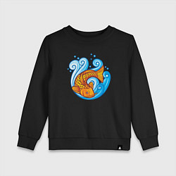 Свитшот хлопковый детский Золотая рыбка в море, цвет: черный