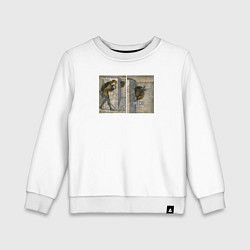 Свитшот хлопковый детский Минотавр интроверт - мемный лабиринт - уходите, цвет: белый