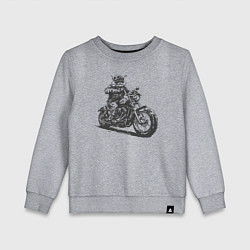 Свитшот хлопковый детский Мейн-кун байкер на мотоцикле чоппере кот, цвет: меланж