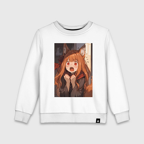 Детский свитшот Волчица и пряности Холо удивление / Белый – фото 1