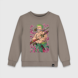 Свитшот хлопковый детский Ван-пис Зоро пират, цвет: утренний латте