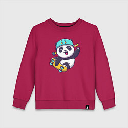 Свитшот хлопковый детский Skater panda, цвет: маджента