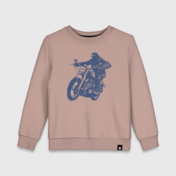 Свитшот хлопковый детский Голубь на мотоцикле чоппере байкер, цвет: пыльно-розовый