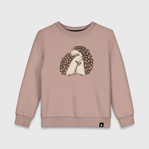 Детский свитшот Ёжики обнимаются / Пыльно-розовый – фото 1