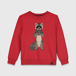 Свитшот хлопковый детский Енот арт, цвет: красный
