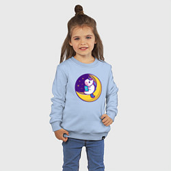 Свитшот хлопковый детский Единорог читает на луне, цвет: мягкое небо — фото 2