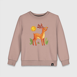 Свитшот хлопковый детский Оленёнок на природе, цвет: пыльно-розовый