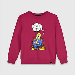 Свитшот хлопковый детский Vault boy in the fire, цвет: маджента
