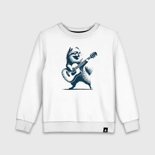Детский свитшот Шпиц играет на гитаре укулеле / Белый – фото 1