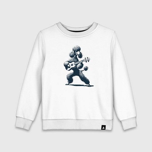 Детский свитшот Пудель играет на гитаре укулеле / Белый – фото 1