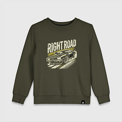 Свитшот хлопковый детский Right road, цвет: хаки