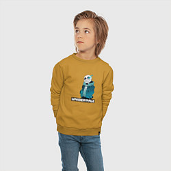 Свитшот хлопковый детский Андертайл Санс горящий глаз, цвет: горчичный — фото 2