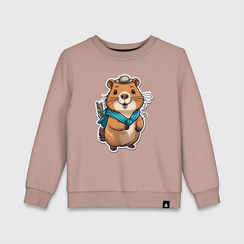Детский свитшот Счастливая капибара / Пыльно-розовый – фото 1