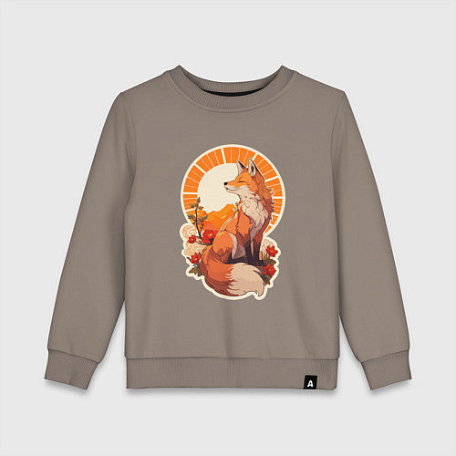 Детский свитшот Лиса и солнце в японском стиле / Утренний латте – фото 1