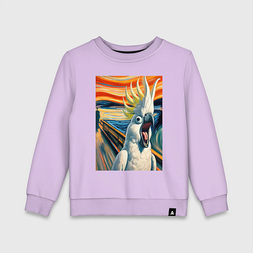 Детский свитшот Попугай какаду кричит на картине Эдварда Мунка - м / Лаванда – фото 1