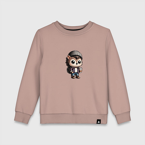 Детский свитшот Ежик-хипстер / Пыльно-розовый – фото 1