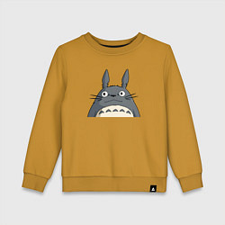 Свитшот хлопковый детский Выглядывающий тоторо, цвет: горчичный