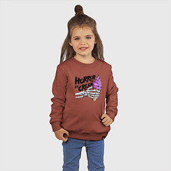Свитшот хлопковый детский Horror ice cream, цвет: кирпичный — фото 2