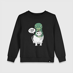 Свитшот хлопковый детский С Новым годом - кот змея, цвет: черный