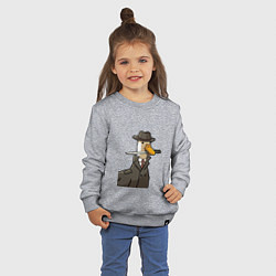 Свитшот хлопковый детский Гусь агент с ножом, цвет: меланж — фото 2