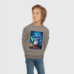 Свитшот хлопковый детский Totoro and Minecraft - collaboration, цвет: утренний латте — фото 2