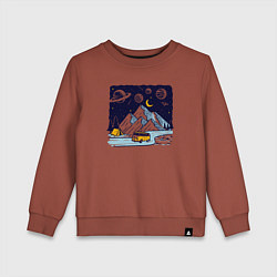Свитшот хлопковый детский Космическая дорога в горах, цвет: кирпичный