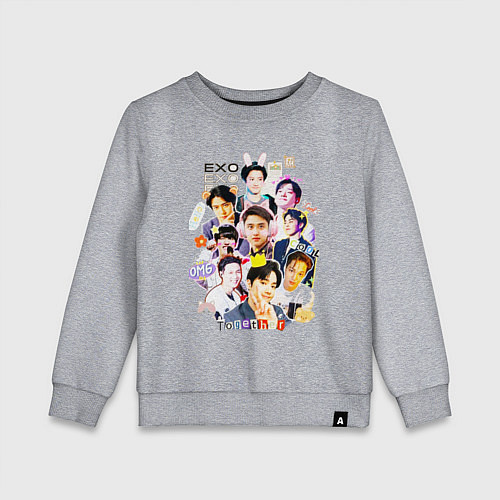 Детский свитшот Exo together дружная команда / Меланж – фото 1