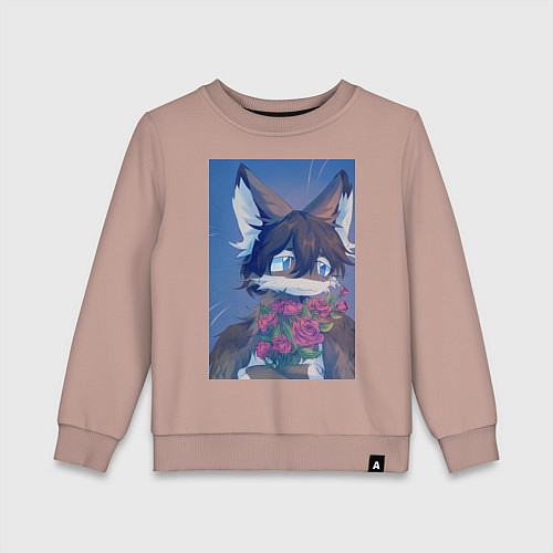 Детский свитшот Кошка анимешка / Пыльно-розовый – фото 1