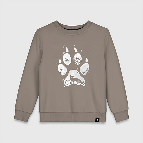 Детский свитшот Скандинавский волк большой след / Утренний латте – фото 1