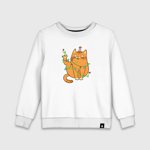 Детский свитшот Кот хоба - Новый год / Белый – фото 1