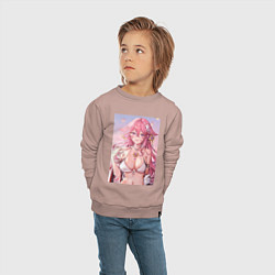 Свитшот хлопковый детский Яэ Мико, цвет: пыльно-розовый — фото 2