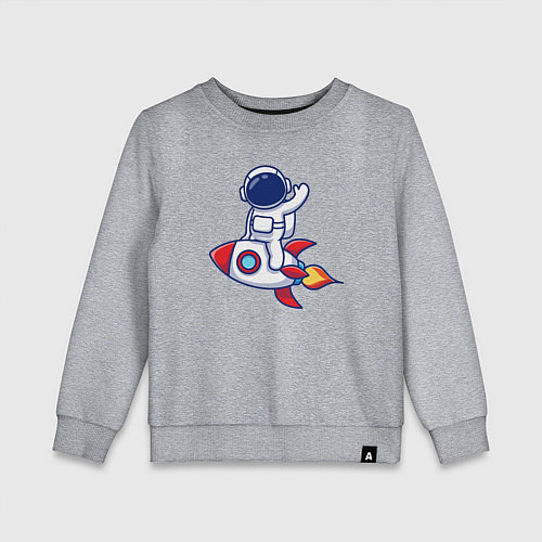 Детский свитшот Полёт космонавта на ракете / Меланж – фото 1