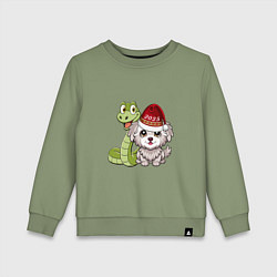 Свитшот хлопковый детский Змеиный новый год 2025, цвет: авокадо