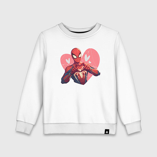Детский свитшот Человек-паук в сердце / Белый – фото 1