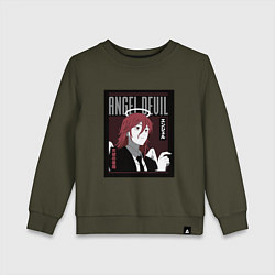 Свитшот хлопковый детский Человек-бензопила Angel Devil, цвет: хаки