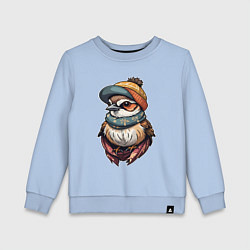 Свитшот хлопковый детский Модный воробей, цвет: мягкое небо
