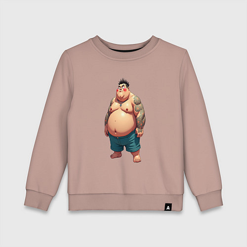 Детский свитшот Толстяк анимешник / Пыльно-розовый – фото 1