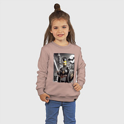 Свитшот хлопковый детский Рыцарь Гомер Симпсон - нейроарт фантазия, цвет: пыльно-розовый — фото 2