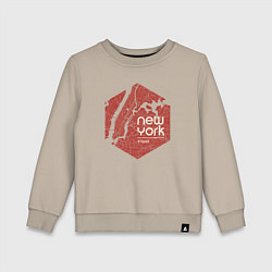 Свитшот хлопковый детский New York hyped, цвет: миндальный