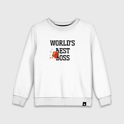 Свитшот хлопковый детский Worlds best boss, цвет: белый